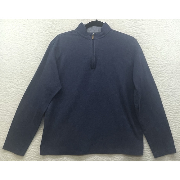 Mizzen and Main Sweater Mens Medium Blue Stanton Pullover Sweater 1/4 Zip Golf - Picture 1 of 11